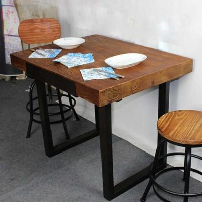 China Eco-friendly thick wood top industrial table with metal fram for sale