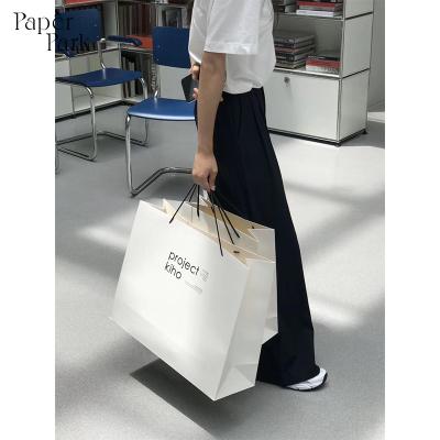 China Large Logo Printing Handmade Custom Concise Style Shopping Bags White Bags With Logo Shopping for sale