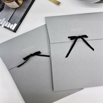 China Recyclable Custom Foldable Gift Paper Collapsible Photo Wrap Packaging Boxes With Ribbon for sale