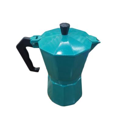 China 3/6/9 Cup Hotel Coffee Maker High Quality Italian Gas Bluey Green Coffee Maker For Home/Outdoor for sale