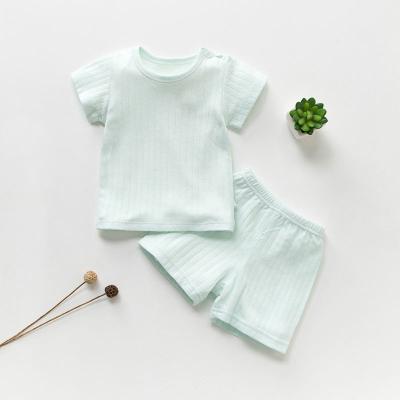 China New Breathable Short Sleeve Cotton Girls Summer Clothes Baby Clothing Set Newborn for sale