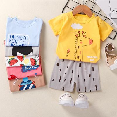 China Fashion Print Fabrics Summer Clothes Breathable Clothing Baby Wear Set for sale