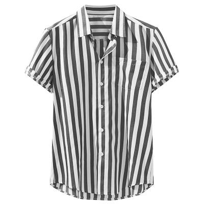 China Anti-pilling summer custom men's clothing shirts new shirt slim stripe for men's short sleeve for sale