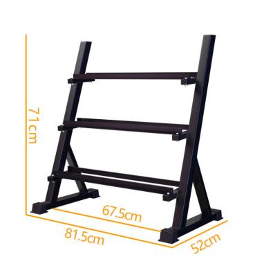 China Custom Commercial Home Use Vertical Bell Porta Mute Manubri Triangle Stretch Mancuerna Bodybuilding Dumbbell Storage Rack 2 3 Tier Rack for sale