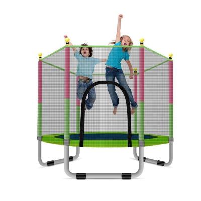 China With Round Mini Trampolines Kids With Enclosures Garden Fitness Home Indoor Kids Net Pink Protectors Small Jumping Mat For Jumping With Handle for sale