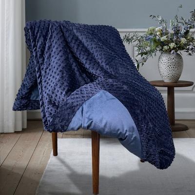 China 2022 Customization Elegant Comfortable Warm Bedding Folded Flannel Blue Blanket for sale