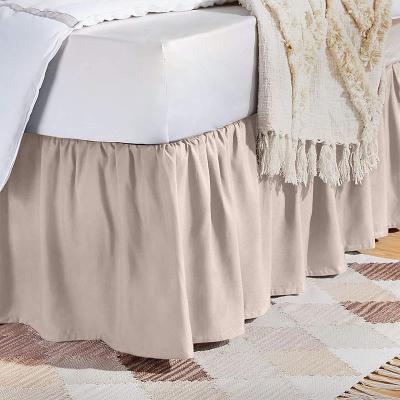 China Wrinkle Resistant 100% Polyester Wrap Around Bed Skirt Fitted Sheet With Bed Skirt For Hotel for sale