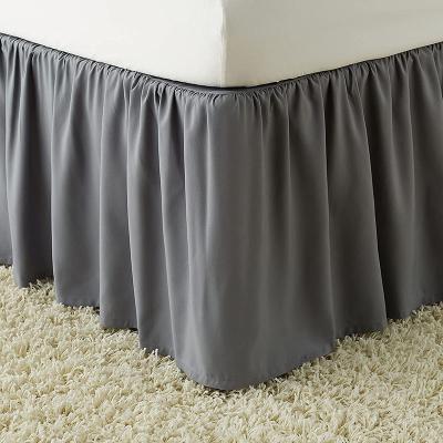 China Custom Wrinkle Resistant Polyester 15 Inch Bedskirt Tailored Drop Pleated Dust Ruffle Bed Skirt for sale