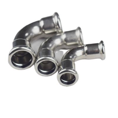 China Luxury 304 V Stainless Steel Profile 90 Degree Elbow Pipe Press Fitting for sale