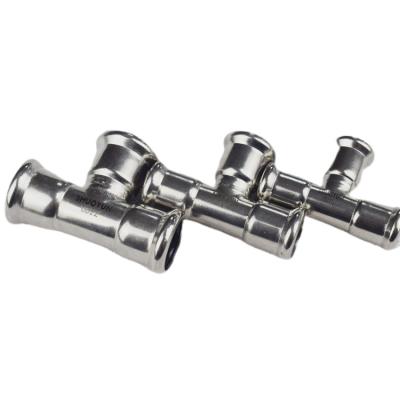 China European Standard Tee Deluxe Welded Fittings Push In Female Connector Stainless Steel Tee for sale