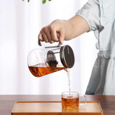 China 700ml Loose Tea Stovetop Glass Teapot Infuser With Handle Filter for sale