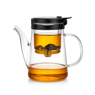 China Gongfu Press Art Loose Tea Glass Infuser Chávena com Filtro de Vidro Grau Alimentar PP à venda