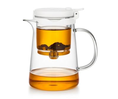 China Nachhaltiges klares Tee-Infuser-Glas-Tee-Töpfe 304SUS Filter zu verkaufen