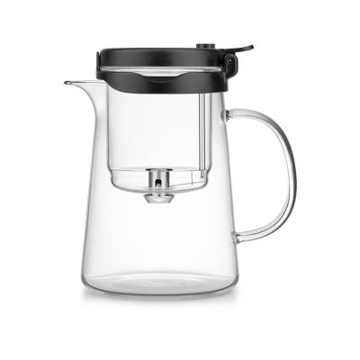 China Kleine hoge borosilicaat gehard glas theepot met infuser mesh filter 750 ml Te koop