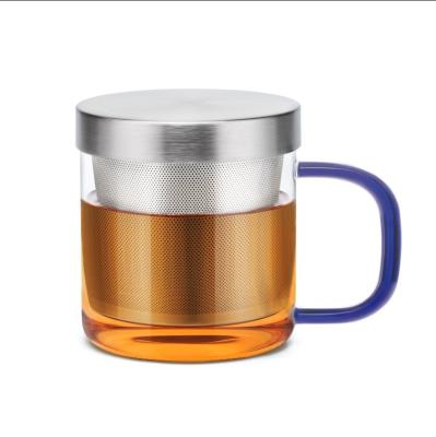 China Taça de infusão de chá de borosilicato de vidro sustentável com alça 350ml à venda