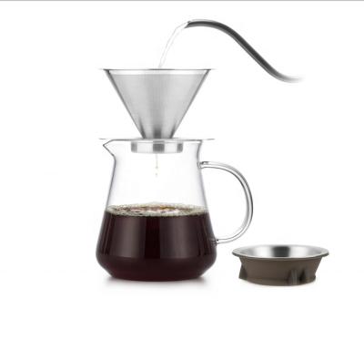 China Convenient and Durable 600ml Heat Resistant Glass Pour Over Coffee Maker with Filter for sale