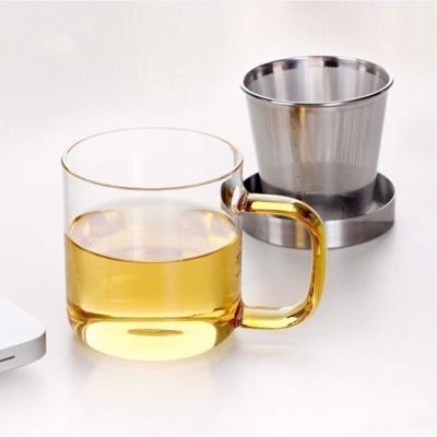 China Taza de té de vidrio sostenible para la oficina Taza de infusión para viajes 350ml en venta