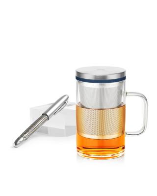 China Botella de agua de copa de té de vidrio de borosilicato de doble pared personalizada en venta