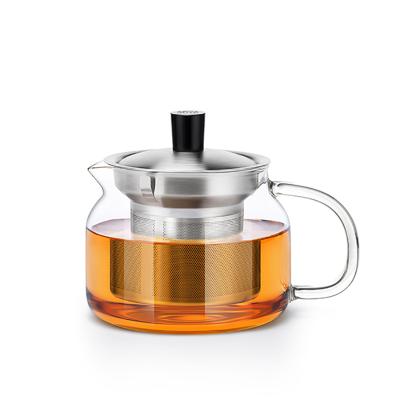 China Copo de té de vidrio transparente resistente al calor caldera con infusor extraíble en venta