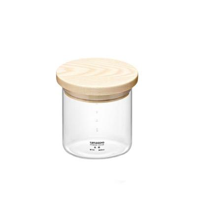 China Multifunctional Glass Canister With Wood Lid Airtight Storage Jars For Kitchen for sale