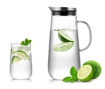 China 1250ml Sustainable Glass Water Pitcher Kettle Jug With Lid ODM for sale