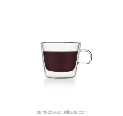 China Tazas de café portátiles de vidrio de doble pared resistentes a altas temperaturas en venta