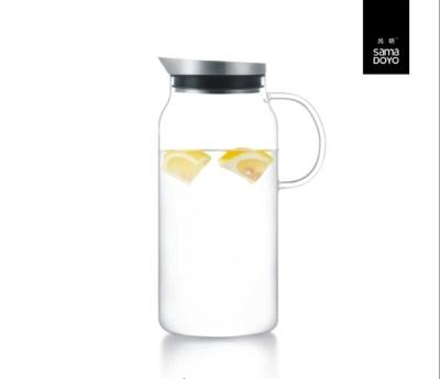 China Samadoyo Potro de agua de vidrio de alto borosilicato Jarrón de carafe con tapa de acero inoxidable en venta