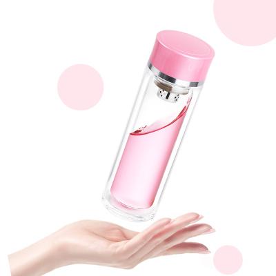 China 300ml Clear Glass Water Pitcher Bottle Jug With Tea Infuser filter Strainer Travel Essential for sale