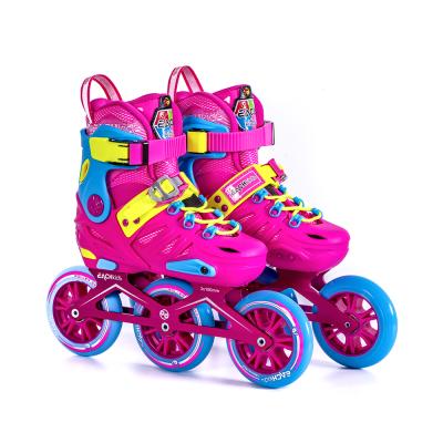 China 2020 New Style Teenager's Freestyle Integrated Adjustable Roller Skates Kids And Roller Stripes 3 Wheel Roller Skates For Kid for sale