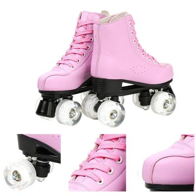 China Bestselling Shoes Two-Row Skater PVC Glitter Flashing Roller Skates Patines 4 Wheel Man Wholesale Roller Skates For Women for sale