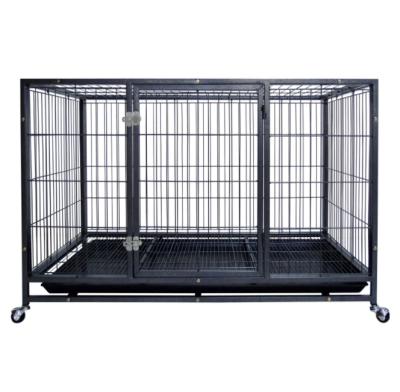 China Breathable Square Tube Enlarged Thick Dog Cage Medium Large Iron Dog With Wheel Household Pet Cage Carriers for sale