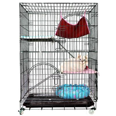 China Large Breathable Folding Wire Pet Cage For Cat Metal Cat Cage for sale