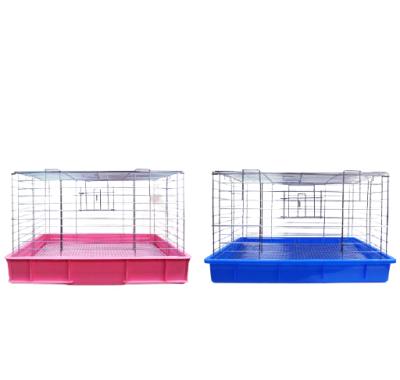 China Breathable Electroplating Chrome Plated Thickening Urine Rabbit Cage Rabbit Cage Blue Basin Rabbit Guinea Pig Cage Pet Drop-Eared Anti-Gossiping Chamber for sale