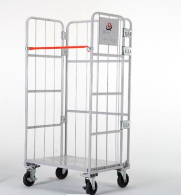 China Heavy Duty Industrial Logistics Trolley Floding Warehouse Folding Steel Cage Safety Foldable Pick Cart for sale