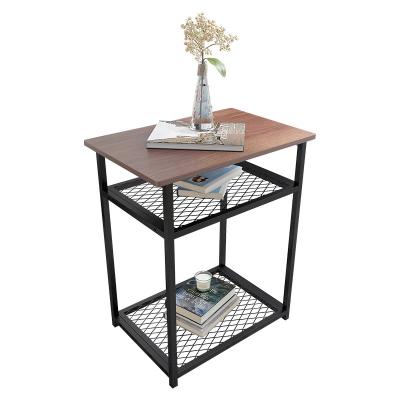 China Modern metal sofa hotel contemporary funiture living room small side table with 2 tier mesh shelves for sale