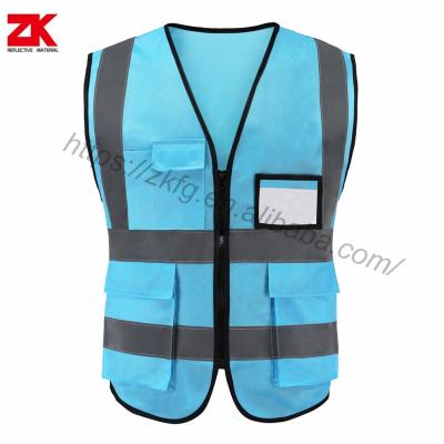 China Reflective SKY Blue Safety Vest Reflective Running Vest for sale