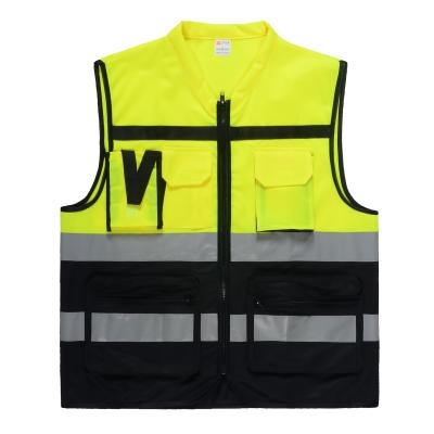 China Hot Sale High Quality 100% Polyester Safety Reflective Vest With Multi Pockets for sale