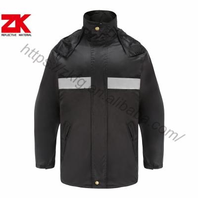 China New design rain coat with visible high reflective strips; safety rain jacket S-2XL or customized size for sale