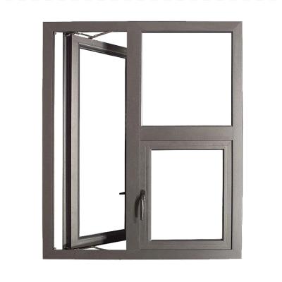 China Magnetic Screen Aluminum alloy casement window with grille design, 90 degree opening, thermal insulation, bridge cutoff aluminum for sale