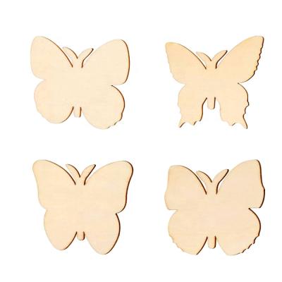 China Modern Home Decorations Blank Tags Slices DIY Painting Graffiti Wood Scraps Unfinished Wooden Butterfly for sale