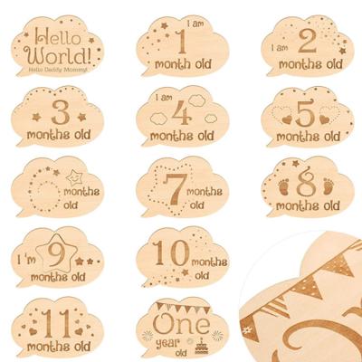 China China Personalized Custom Factory Wooden Sign Baby Monthly Milestone Card CD Set Newborn Photography Props for sale