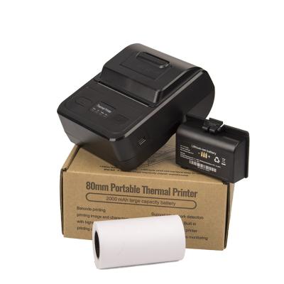 China Black and White Portable Blue Tooth Mobile Thermal Receipt 80mm Thermal Printer In Factory With 2000mAh Battery for sale