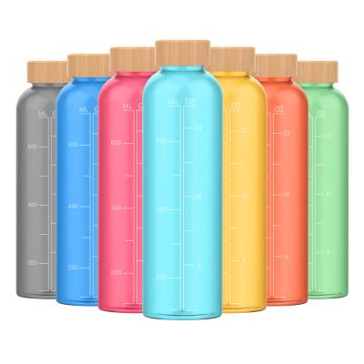 China Sustainable Eco Friendly 22oz 650ml BPA Tritan Free Plastic Water Bottle With Bamboo Lid for sale