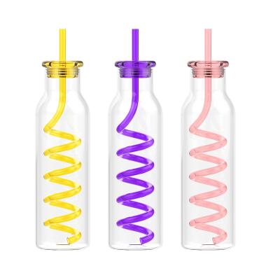 China Sustainable Stylish 650ml 22oz BPA Tritan Free Plastic Water Bottle With Swirly Straw for sale