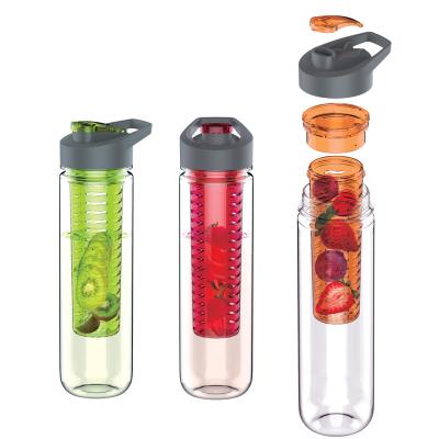 China 800ml 27oz Viable Custom Fruit Infuser Plastic Water Bottle Logo Multiple Colors Tritan BPA Free for sale