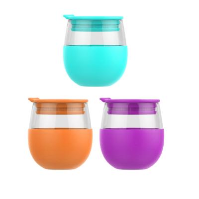 China Viable 550ml 19oz BPA Free Sample High Quality Egg Shape Glass Water Cup With Lid for sale