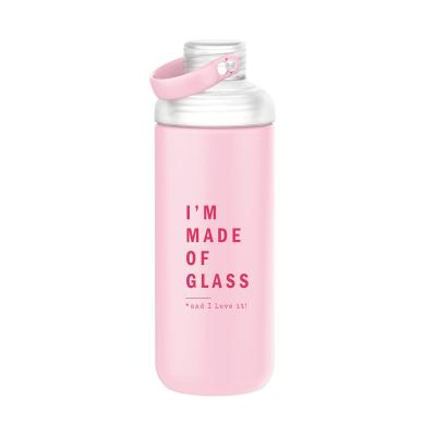 China Viable Unique Design 600ml 20oz Fast Flow Spout Plastic Lid Drinking Glass Water Bottle for sale