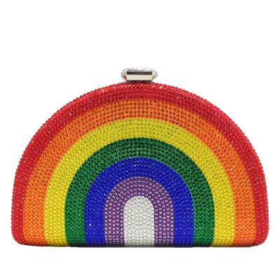 China Rainbow Durable Bags For Women Crystal Clutch Purse Evening Bag Fashion Party Rhinestone Handbags for sale