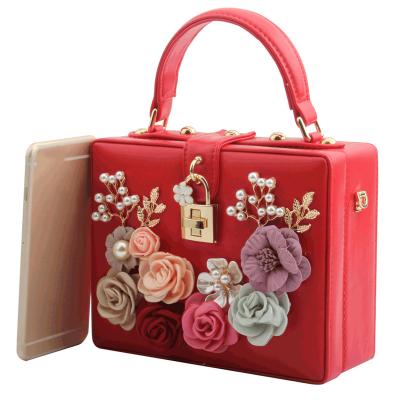 China Purses and Handbags Top Handle Tote Shoulder Satchel Bag Clutch Clips Flower Lock Handbags Cross - Body Box Bag For Women for sale