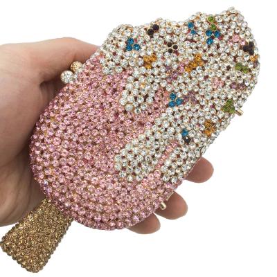 China Bling Ice Cream Shape Evening Clutch Bag Fashion Ladies Designer Handbags Purses and Purses and Crystal Clutch Purse for Women Luxury Handbag for sale